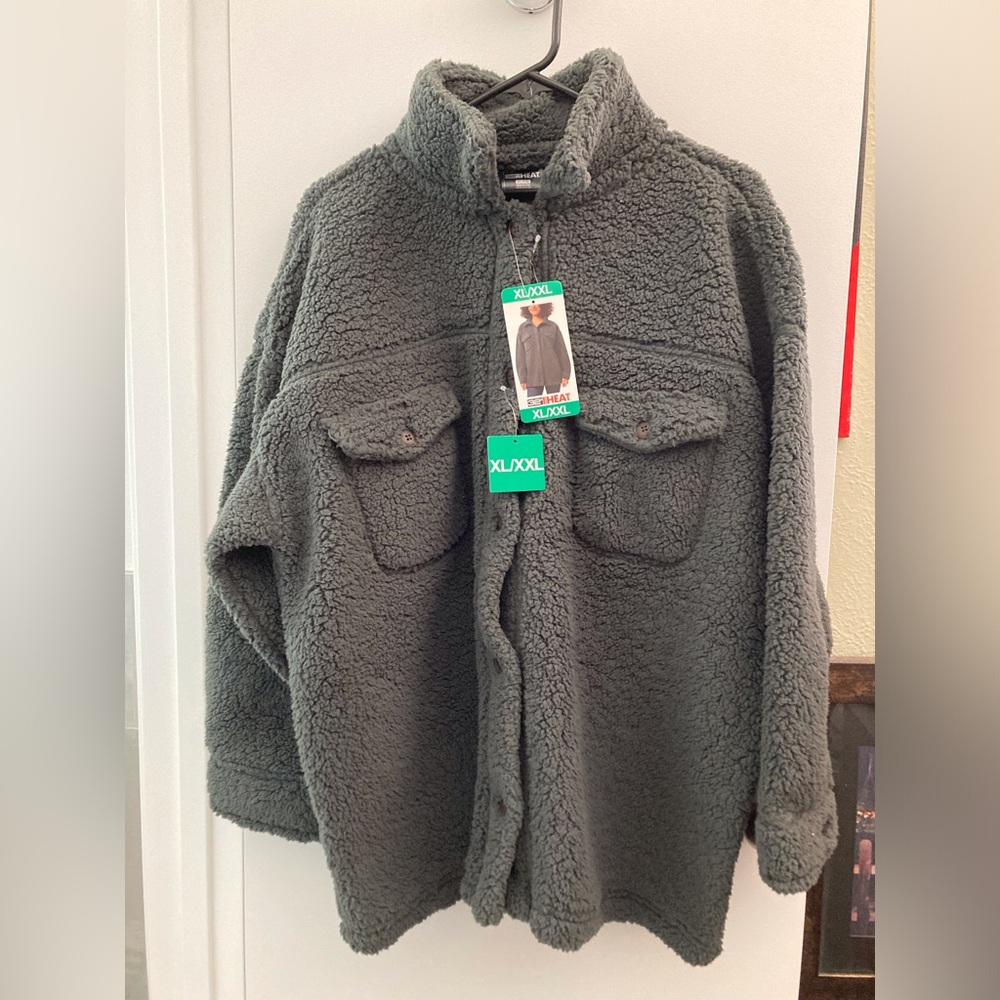 Women’s Green Faux Sherpa Jacket